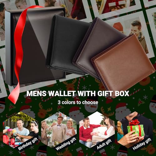 GNDR Wallet For Men RFID Blocking Coffee Wallets Bifold Faux Leather Card Holder Front Pocket Mens Accessories With Gift Box - color: Coffee-03