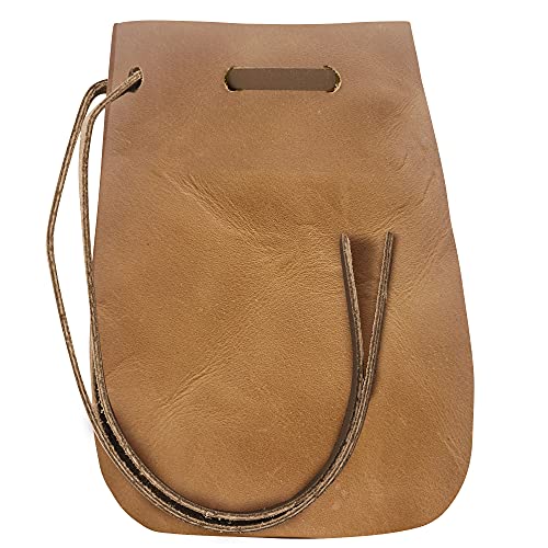 Leather Drawstring Pouch, Coin Bag, Medicine Tobacco Pouch Medieval Reenactment Made in U.S.A. by Nabob Leather Size 5.75" x 4.25" - color: Rustic Tan, style: Medium