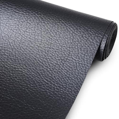 Marine Vinyl Upholstery Faux Leather Fabric, 2 Yards Black | Marine Grade Faux Leather Vinyl by the Yard, Waterproof, Soft & Durable, for Boat, Furniture Upholstery, DIY Sewing Crafts - color: Black, size: 2 Yards 55" x 72" (Pre-cut)