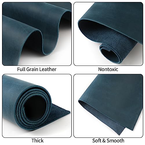 RingSun 6''X12'' Blue Leather Sheets for Crafts (2mm), Full Grain Leather Tooling Leather - color: Blue, size: 6''X12''