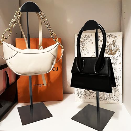 Royxen 3 Pack Purse Holder, Purse Display Stand with Adjustable Height, Bag Stands for Display, Stainless Steel Purse Rack for Bags Organizer (Black) - color: Black