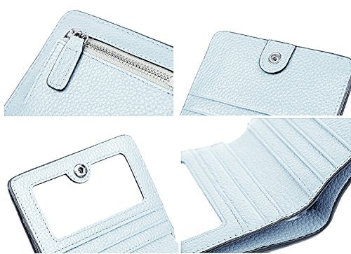 Small Leather Wallet for Women, Ladies Credit Card Holder RFID Blocking Women's Mini Bifold Pocket Purse - color: Grayish White Rfid Blocking
