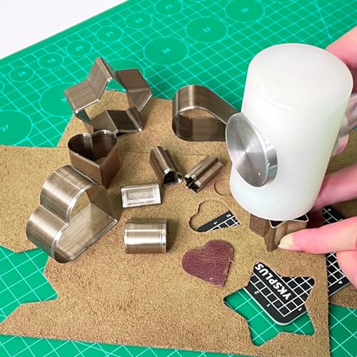 9 Pcs Leather Hole Cutter Tool Set, 9 Sizes Heart Shape Cutter Tools High Carbon Steel, Leather Cutting Dies Kit for DIY Craft, Hollow Punching with Plastic Box - style: 9 Pcs Heart