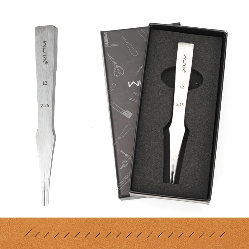 WUTA Leather Chisel All-Polished Die-Steel Puncher French Style Pricking Iron Sharp Leather Punching (Obverse, 2.25 mm 2Teeth) - color: Obverse, size: 2.25 mm 2Teeth