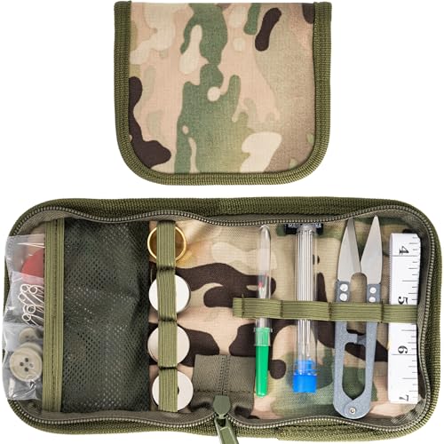 Military Sewing Kit OCP Army Sewing Kit for Adults Men Small Sewing Kits | Heavy Duty Small Travel Repair Sewing Tools Basic for Home, Outdoor, Tactical EDC Sew Kit with Buttons Needle and Thread Kit - color: Multi, size: 2 Pack
