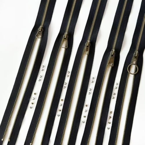 #5 Heavy Duty Metal Zipper 5 Pieces 1 Yard Long Each(Black/Copper Teeth) - color: Black/Copper Teeth