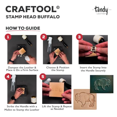 Tandy Leather Craftool Buffalo 3D Stamp - Buffalo Leather Stamp Tool for Western Tooling, Leathercraft, and Custom Handmade Designs - Leather Stamp for Wallets, Belts, Bags, Keychains