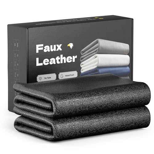 Marine Vinyl Fabric Faux Leather Upholstery, 1mm Thick, Waterproof & UV Resistant, Cotton Backing, Boat, Automotive, Crafting & Outdoor Pleather – 72" x 54" (2 YD), Black - color: Black, size: 2YD(72"x 54")-Folded