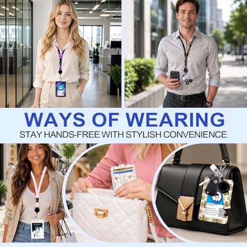 Butterfly Lanyard with ID Card Holders, Retractable Badge Reel with 360° Rotate Clip,RFID Blocking ID Badge Holder with Adjustable Breakaway Lanyard for Keys,Gift for Women Nurse Teacher Office,Purple - color: Butterfly Purple