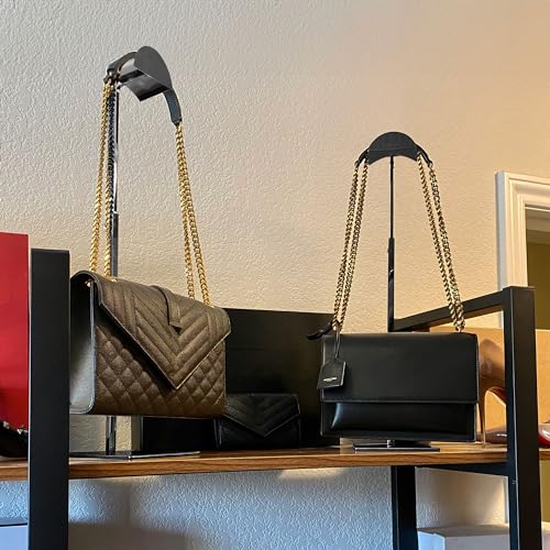 Royxen 3 Pack Purse Holder, Purse Display Stand with Adjustable Height, Bag Stands for Display, Stainless Steel Purse Rack for Bags Organizer (Black) - color: Black