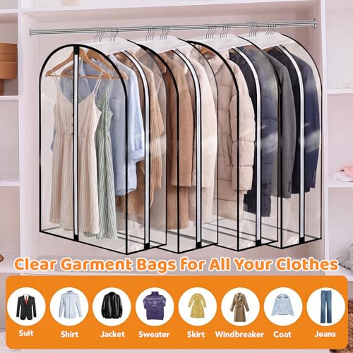 2 Pack Clear Garment Bags, 40 x 24 x 10 In, Side Zipper, Full Length | Peva Material, Transparent, Dust-Proof Closet Storage For Suits, Dresses, Coats And Jackets - size: 40in *2