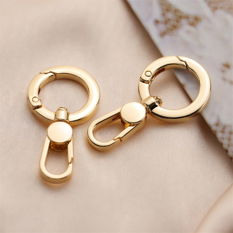 2pcs Double Opening Snap Hooks,Push Gate Snap Hook Metal Swivel Lobster Claw Clasp Purse,Backpack,Bag Strap,Keyring,Phone case (Gold) - color: Gold