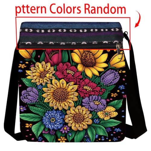 Diamond Painting Crossbody Bag - DIY Diamond Art Kits for Adults, PU Leather Shoulder Bag with Zipper, Flower Pattern Art Bag for Women - color: Flowers 6
