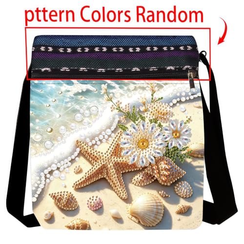 LSQFS Diamond Art Bags Crossbody Kit - DIY Diamond Painting Art Bag for Adults, Gem Art Craft Kits for Women, Stylish Diamond Art Projects Purse as Gift - color: Beach 1