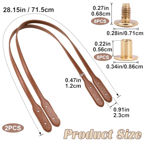 Winsyison 2pcs Leather Purse Band with Rivets, 28.15in, Coffee | Adjustable, Wraps Mount Handbag Handles, Long Bag Belt, for Purse Handbag Shopping Tote Bags - color: Coffee-2pcs