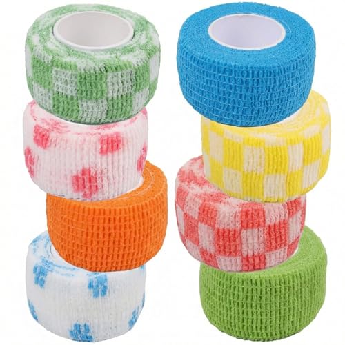 8 Pack Thimble Tape for Hand Sewing, Self Adhering Finger Protectors for Hand Embroidery, Breathable No Residue Finger Tape for Knitting Craft, Adjustable Nail Protector DIY Sewing Tools