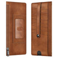 FINTIE Slim Credit Card Wallet Holder Change Pouch | RFID Blocking Business Cards Cases with Zipper Pocket for Cash, Coin, Receipt, Brown - color: Brown