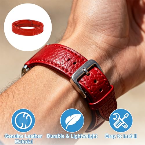 HARFINGTON Leather Watch Band Loops Replacement Watch Strap Holder Retainer Wristwatch Strap Fastener Rings for Wristband - color: Red, size: 14mm