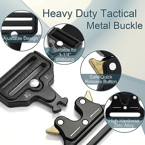 CooBigo 1-1/4" 2 Pack Heavy Duty Tactical Belt Buckle, Metal Tactical Buckle Quick Release Clip Strap Clasp for Dog Collar Hardware Harness Vest Backpack Clip Replacement - color: C: 1-1/4" Black 2pcs