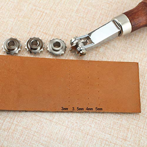 Overstitch Wheel Leather Craft Spacer Set with Four Wheels, DIY Design Punch Tool, Embossing System
