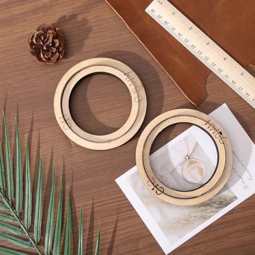 GLOBLELAND 2Pcs Round Circle Leather Cutting Dies Set 85mm/90mm Cutting Wooden Base Dies Punch Die Cut Templates for Handmade DIY Craft Leather Cloth - style: 2pcs