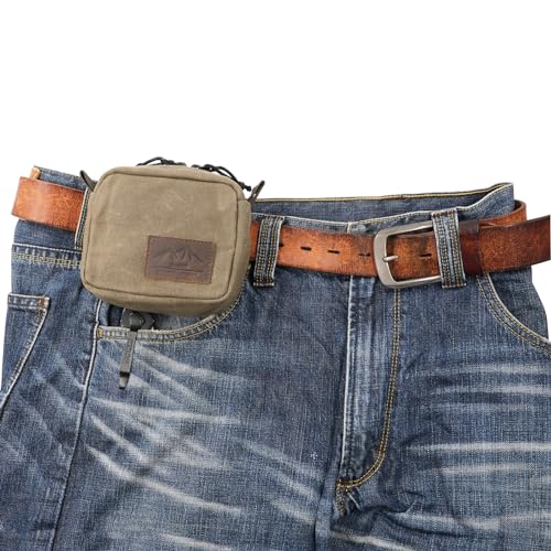 Belt Pouch for Men Women YKK Zippers EDC Pouch, Belt Bag Waist Pack for Hiking, Water Resistant, Waxed Canvas, Olive - color: Olive Small