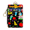 Slim Wallet Credit Card Holder, Colorful Stationery, RFID Wallet Women Cute Small Front Pocket Wallet With Zipper, PU Leather Thin travel RFID Blocking Card Case ID Window,Ladies Gifts - color: Colorful Stationery