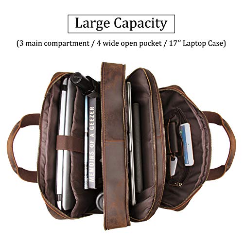 Augus Genuine Leather Briefcase for men, Business Travel Laptop Bag, Coffee - color: Coffee-2