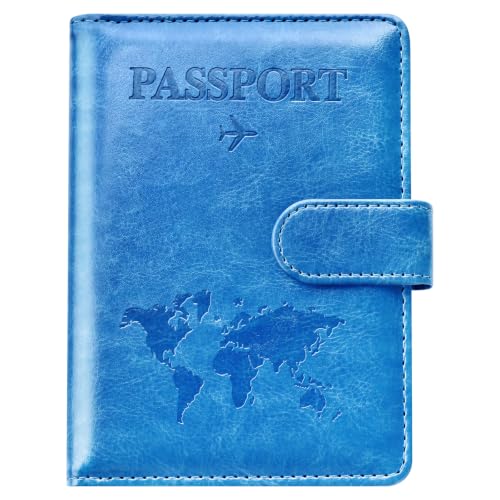 Eoehro Passport Holder for Travel Essentials, Passport Wallet Cover Case for Travel Must Haves Accessories,Passport Book Holders for Women and Men(blue) - color: blue, style: Magnetic Clasp