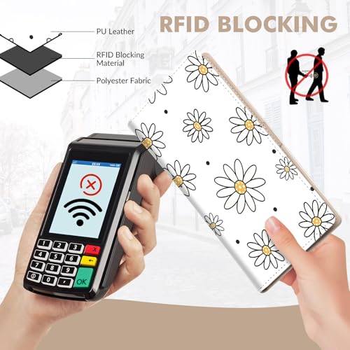 Anikathy Womens Wallet, Rfid Wallets for Women,Slim Thin Credit Card Holder Organizer Purse,PU Leather Cute Long Bifold Clutch Cash Wallet with Zipper Coin Pocket,Ladies Gift,Line Flower 1 - color: Line Flower 1