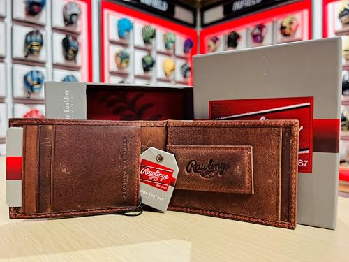 Rawlings | Men's Front Pocket Wallet Collection | Genuine Leather | Multiple Styles & Colors - color: Distressed Brown | Bifold Money Clip