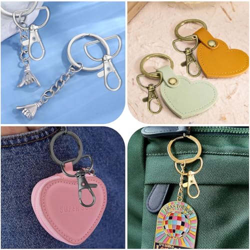 Enenes Swivel Clasp Hooks 30 PCS, 3/4 Inch Lobster Clasps with D Rings | 30 metal swivel lobster clasps with key rings for snap tabs, keychains, wristlets, badge reels, lanyards and DIY crafts - color: 4 Colors