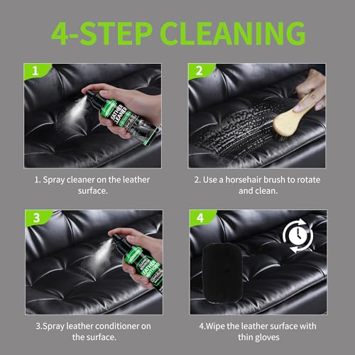 Leather Cleaner Conditioner Car Interiors Care Kit Seat Purses Bags - color: Clear Spray & Condiction Cream