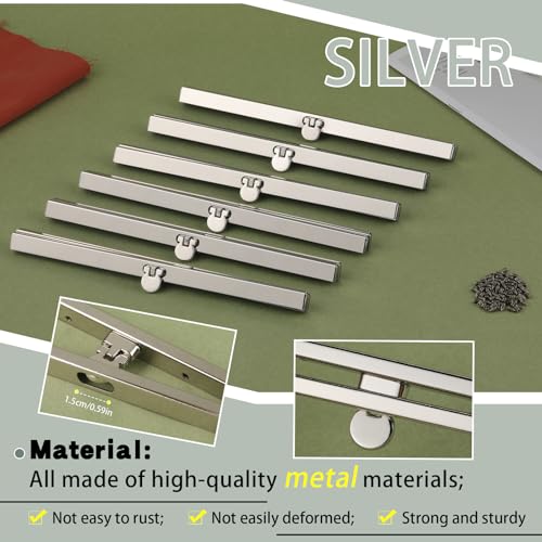 BUTUZE 6pcs Bag Clasps Purse, 4.52inches Metal Purse Frame Kiss Clasp Purse Frame, Purse Clasps for Bag Making, Metal Purse Frame Wallet Clasp, Bag Clasp for Purse Making, Bag Making - color: SILVER