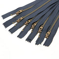 Leekayer 8 Inch Brass Zipper 3# Jeans Zipper Closed End Zipper for Boots Bags Backpack Sewing Zipper 8" Bulk 6pcs (Navy-Brass) - color: Navy tape-Brass teeth, size: 8"
