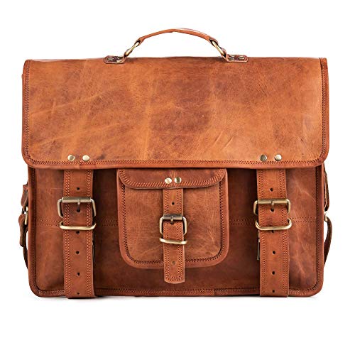 BERLINER BAGS Genuine Leather Messenger Bag For Men Berlin XL- Brown | Briefcase For Travel & Work, Adjustable Strap, 15.6" Laptop Slot, Trolley Sleeve, Phone Pocket, Pen Loops, Key Carabiner - color: Brown XL