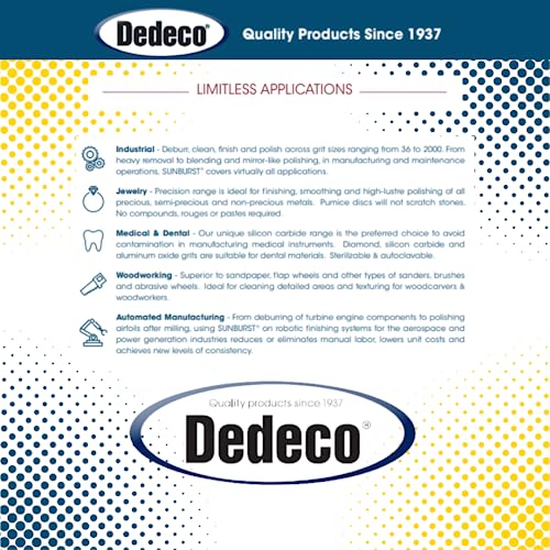 Dedeco Sunburst - 7/8 Inch TC 4-PLY Radial Bristle Discs - Precision Thermoplastic Rotary Cleaning and Polishing Tool Set, Assorted: 1 of Each 7 Grit Textures 3/32 Inch (2.35mm) Shanks (7 Piece)