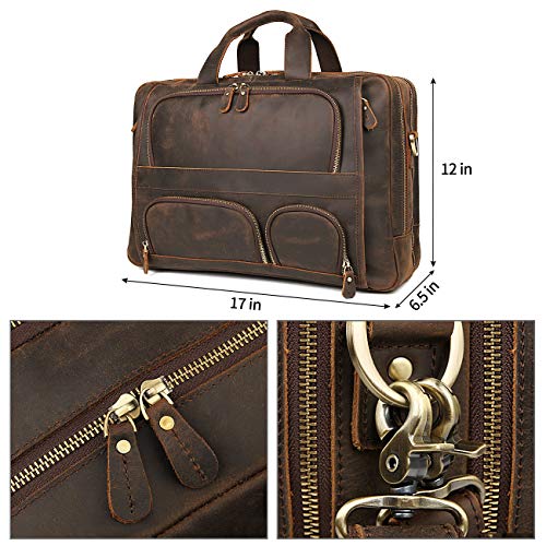 Augus Genuine Leather Briefcase for men, Business Travel Laptop Bag, Coffee - color: Coffee-2