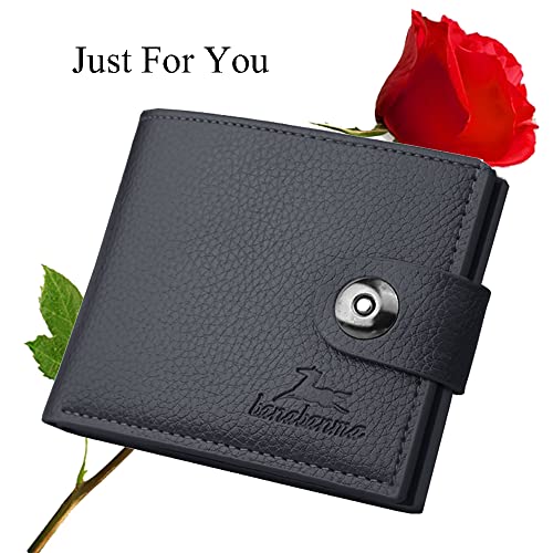 Slim Wallet for Men with Coin Purse, Minimalist Wallet with Zipper, Bifold Mens Wallets with Credit Card Holder, PU Leather Men's Wallet with Money Clip, Carteras Para Hombres (BUCKLE BLACK) - color: BUCKLE BLACK