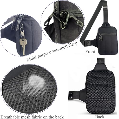 Mini Sling Bag for Men Crossbody,Small Chest Bag Casual Trendy Waterproof Lightweight Phone Crossover Daypack - color: Black Mini Anti Theft Crossbody Sling Bag