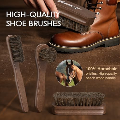 13Pcs Shoe Polish Kit, Shoe Shine Kit for Men & Women with Horsehair Brush, Mink Oil for Leather Boot Shoe Care Kit - color: Brown Bag