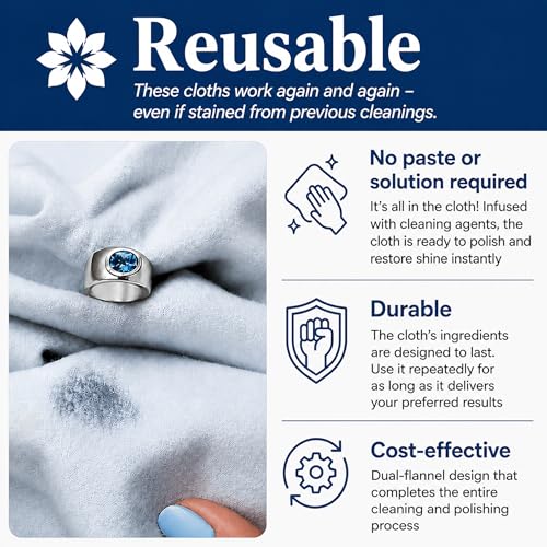 Jewelry Polish Cleaning Cloth for Silver & Gold - 2 Different Sizes - color: Grey and Blue