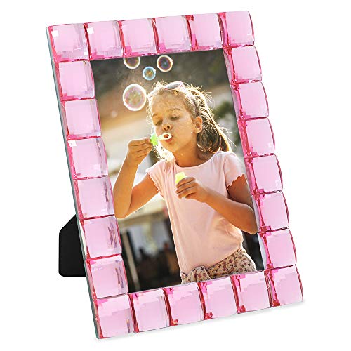 Isaac Jacobs Decorative Sparkling Jewel Picture Frame (4x6, Light Pink) | Jewel Picture Frame, Photo Display & Home Decor Two-way easel for vertical or horizontal display. Does NOT hang on wall - color: Light Pink, size: 4x6