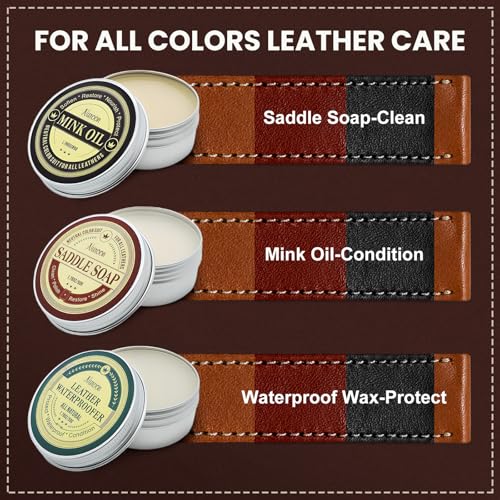 Nuroon Leather Boots Care Kit- Leather Cleaner Boots Shoes Cleaning Kit, Saddle Soap,Mink Oil and Wax Waterproofer - style: 10 Pieces