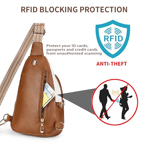 BIAVOI Crossbody Bags for Women Anti Theft Small Sling Handbag with Zipper Lock Vegan Leather RFID Blocking Chest Pure - color: Beige Brown-02