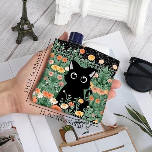 2Pcs PU Leather Small Squeeze Coin Purse Pouch Mini coin Bag Unique And Cute Wallet Cosmetic Bags Change Bag For Women Girls Men （Flowers and Black Cats - color: Flowers and Black Cats