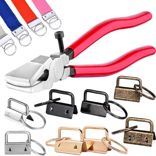 Fob Hardware Set, 1 Inch, with Installation Pliers Tool, for Wristlet Keychain, Key Lanyard - color: 60 Pcs