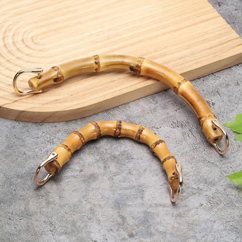 uxcell Bamboo Purse Handle, 6.3" U-Shaped Handbag Handle with D Ring, Replacement Decorative Handbag Strap for Crochet Beach Straw Bag Making, Brown - size: 6.3"