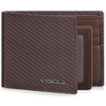 VISOUL Mens Carbon Fiber Leather Bifold Wallet with 2 ID Windows, RFID Blocking Stylish Wallet for Men with 2 Cash Compartments (Brown+Brown) - color: Brown+Brown