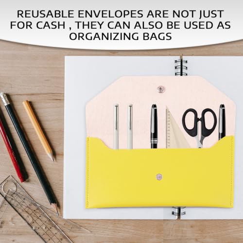 BLMHTWO Cash Wallets for Women - Reusable Leather Cash Envelope Wallet for Budgeting, Billing (Yellow) - color: Yellow